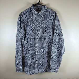 Men’s Michael Kors Button Down Size L black /white paisley pattern Tailored Fit
